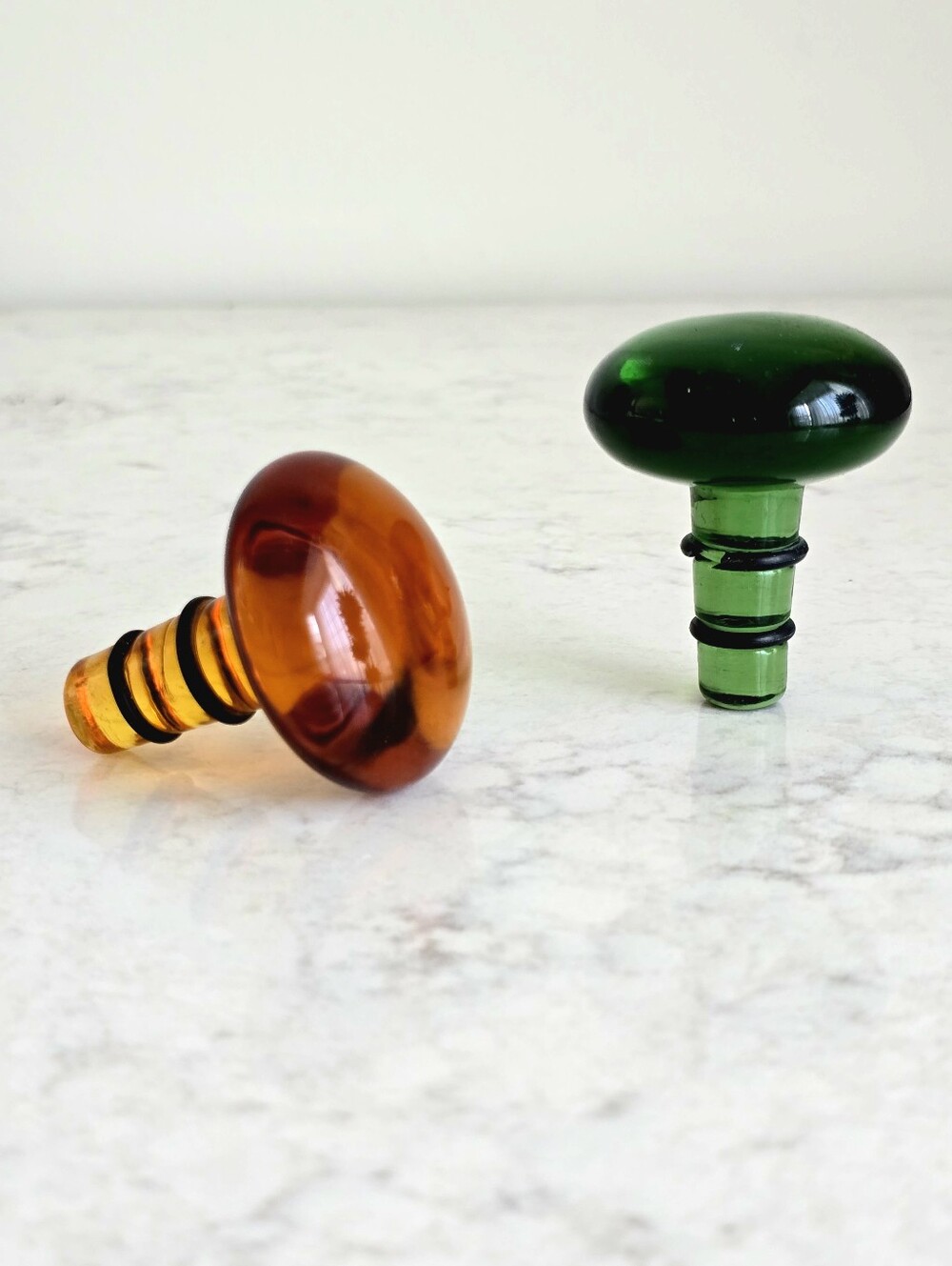 Crate & Barrel Aaron Probyn "Orb" Glass Bottle Wine Stoppers - Set of 2